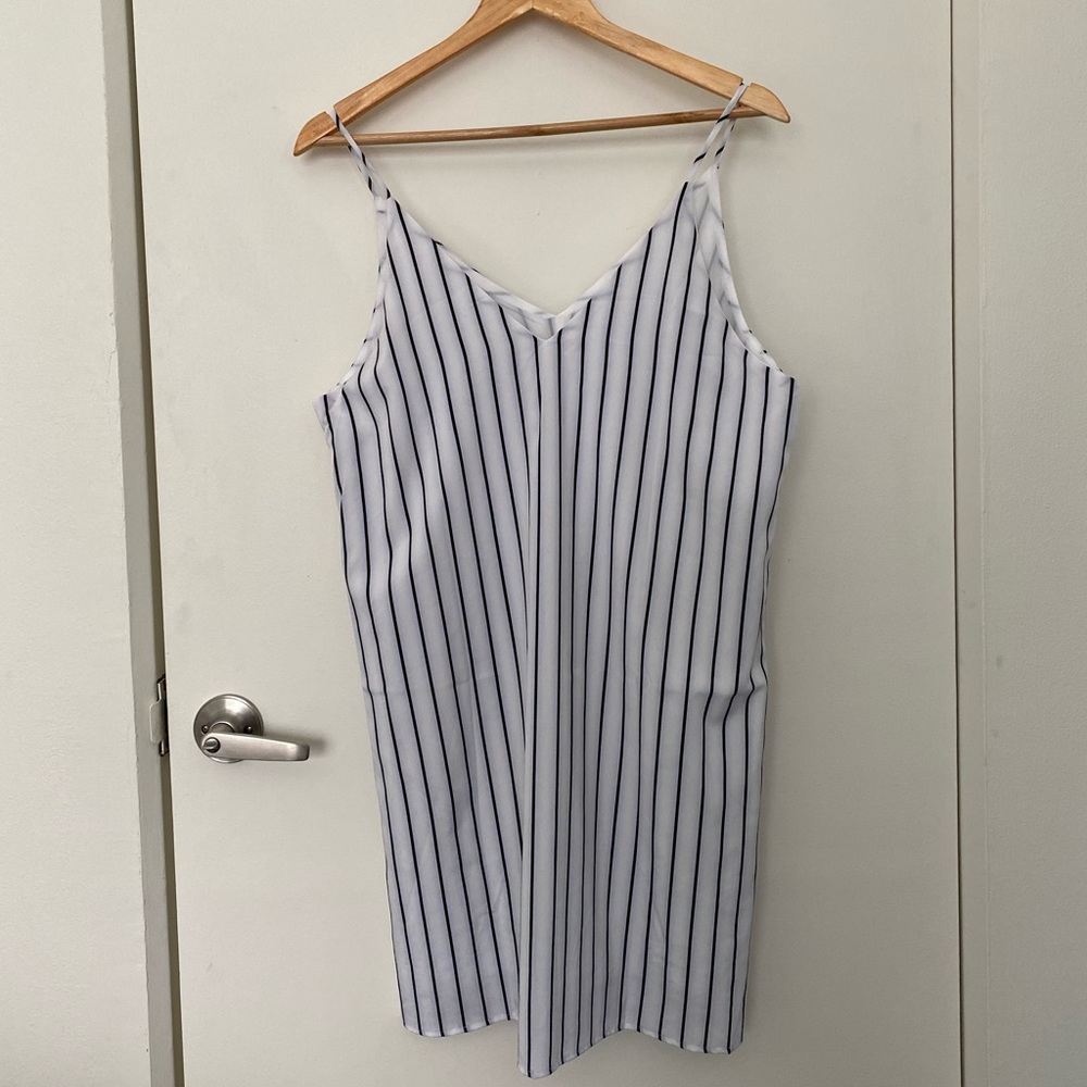 Never worn white and navy blue striped slip dress